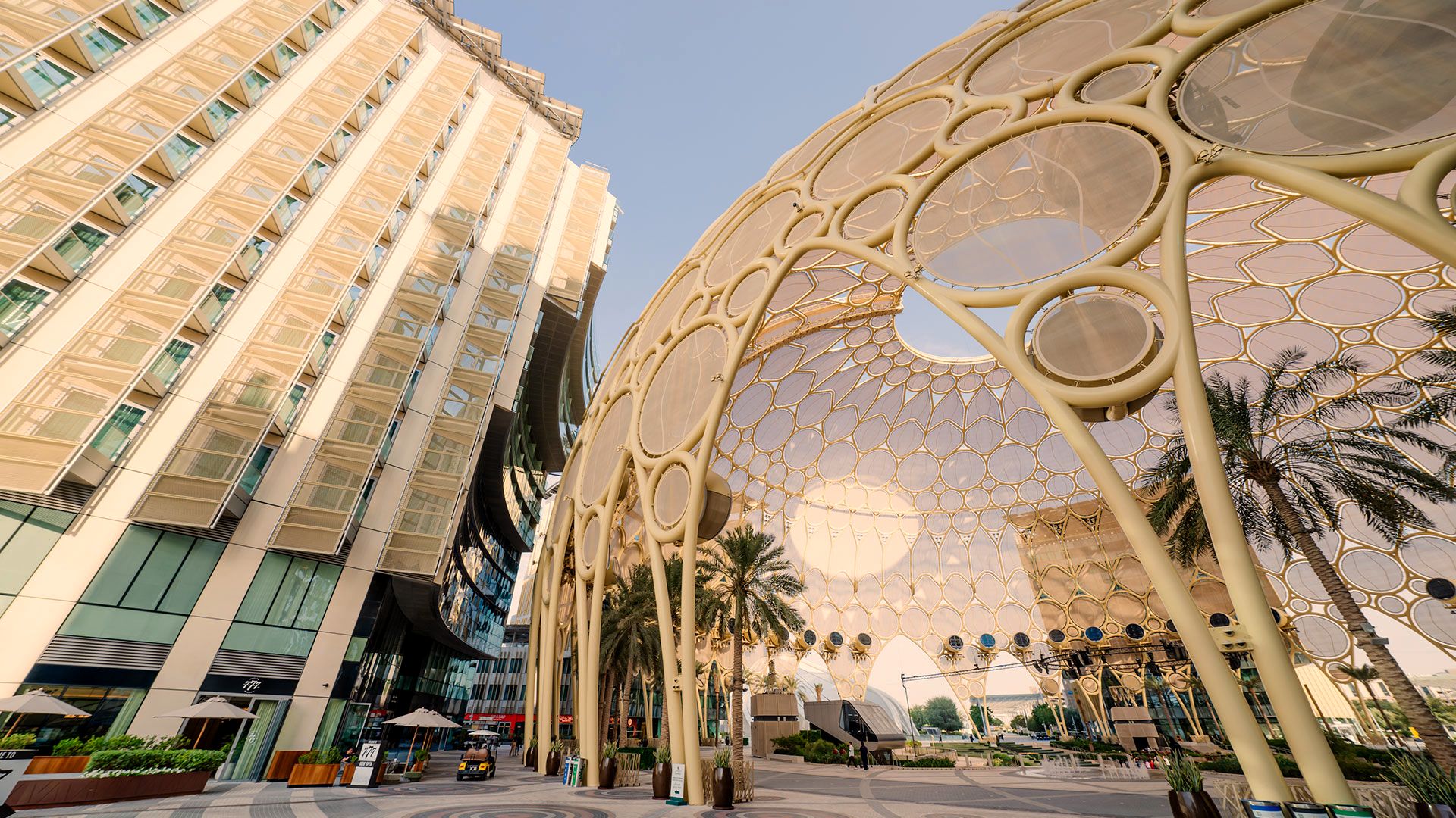 Cheval Maison Expo City Dubai, beside the trellis dome of Al Wasl Plaza